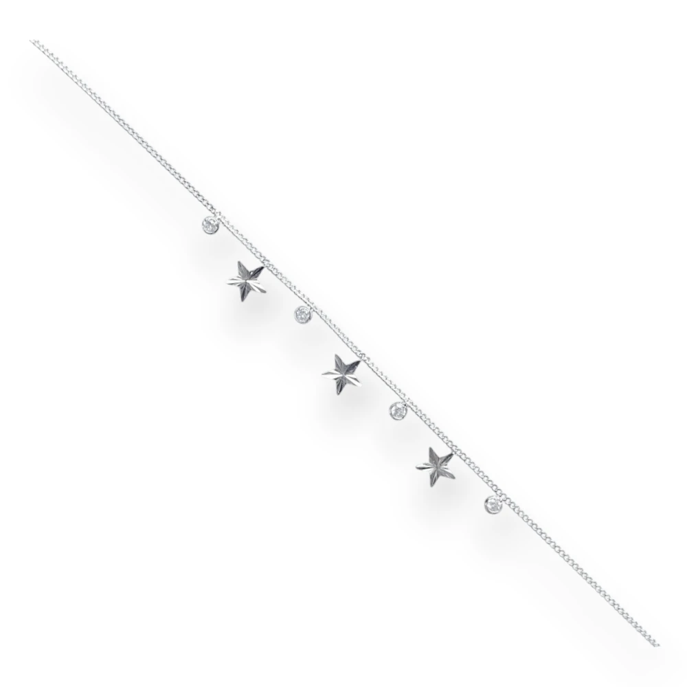 Yıldızlı ve Toplu Taşlı Minimal Bileklik