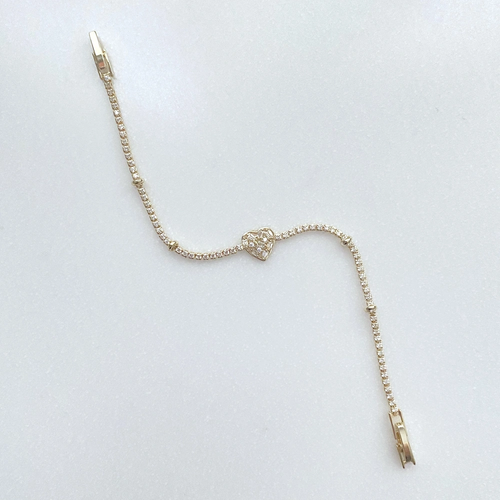 Baget Taşlı Kalpli Minimal Bileklik