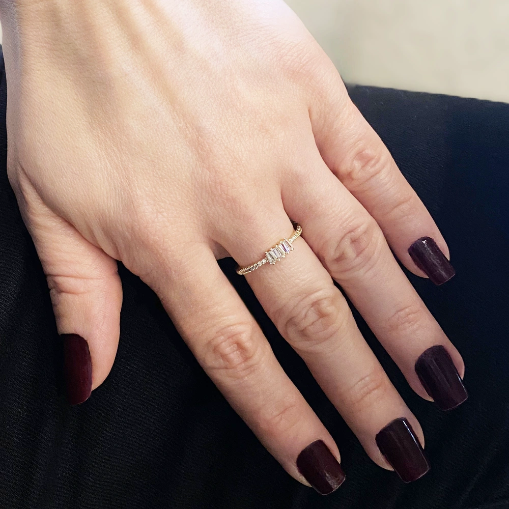 5'li Baget Taşlı Minimal Yüzük