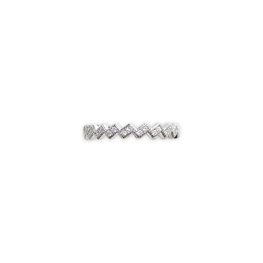 Zigzag Formlu Taşlı Minimal Yüzük