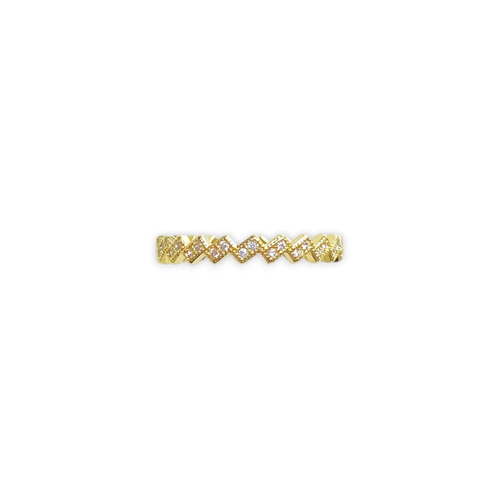 Zigzag Formlu Taşlı Minimal Yüzük