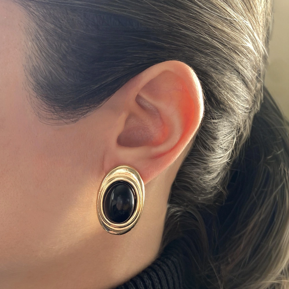 Oval Formlu Retro Küpe