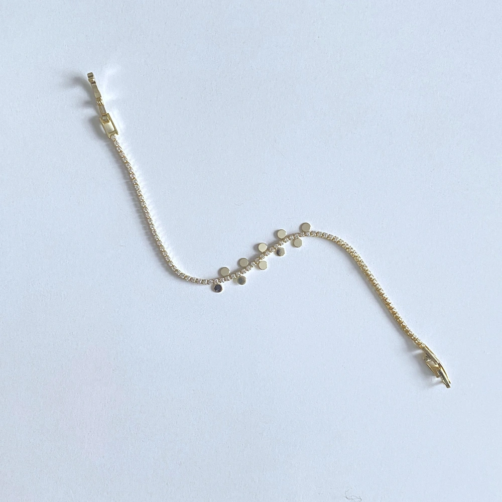 Top Desen Taşlı Pul Bileklik