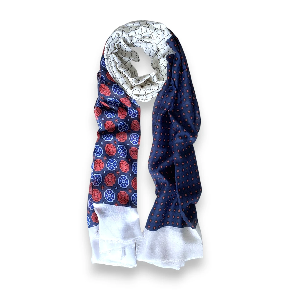 Geometrik-Floral Desen Çift Renk Pamuklu Şal